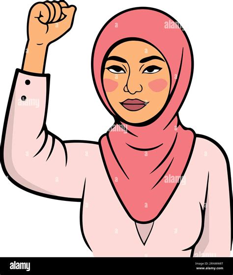 Person Muslim Woman Clenched Fist Raised Minimalistic Vector Illustration Stock Vector Image