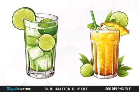 Watercolor Cocktails Sublimation Clipart Graphic By Regulrcrative · Creative Fabrica