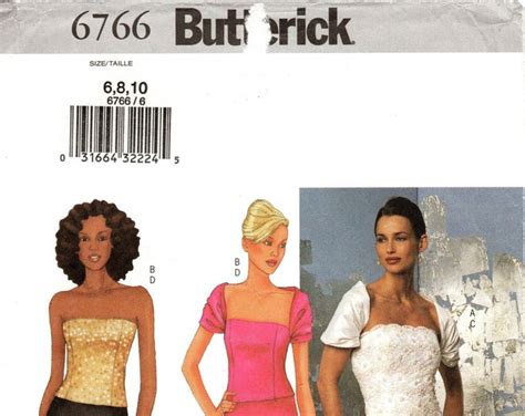 Sz 1416182022 Butterick Dress Pattern B5325 Misses Strapless Wedding Dress With Train In