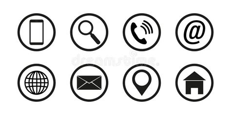 Contact Us . Set of Flat Icon. Web Vector Illustration. Black Buttons ...