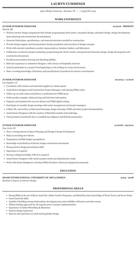 Junior Interior Design Resume Samples Brokeasshome