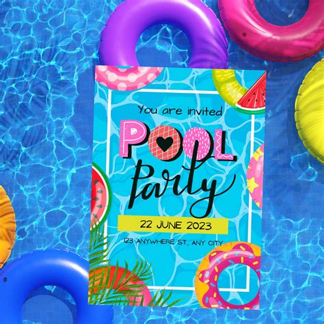 Pool Party Pool Party Flyers Template Editable Pool Invite Joining