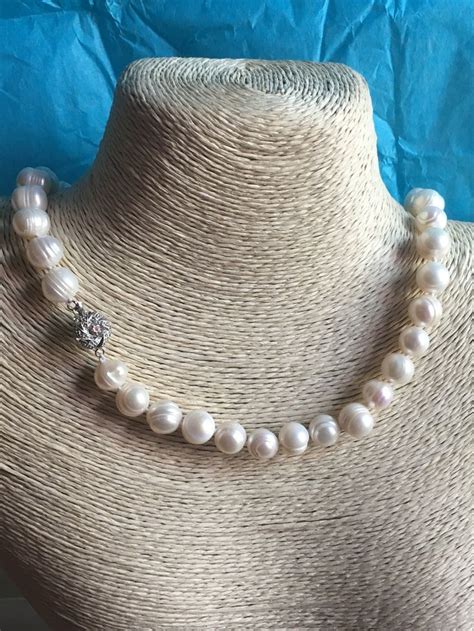 Genuine Knotted 10 11 Mm White Baroque Cultured Pearl Necklace And Earring Set 17 Inch White With