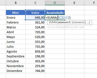 Suma Acumulada En La Tabla De Excel Ninja Del Excel