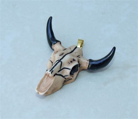 Longhorn Cattle Skull Pendant, Skull Pendant, Buffalo Skull Pendant, Cow Horn, Charm, Football ...