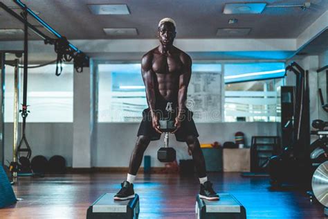 Young Black Man Boxing Inside Training Fitness Gym Club African Fit