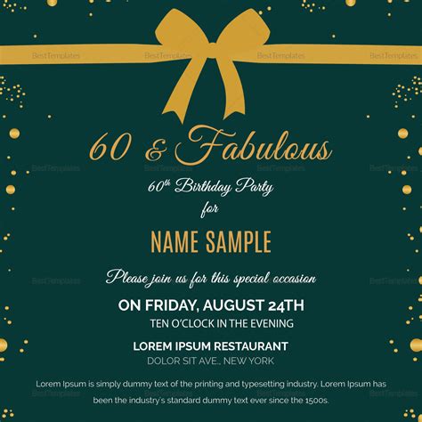 Best 60th Birthday Invitations - Printable Form, Templates and Letter