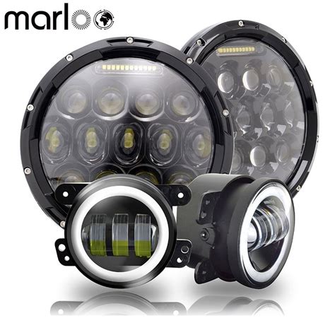 Marloo Round W Led Headlights Hi Lo Beam Led Fog Lights