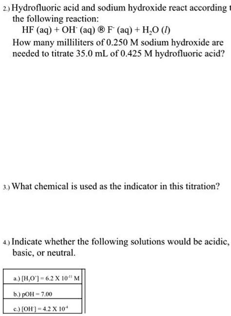 Hydrofluoric Acid And Sodium Hydroxide Balanced Equation