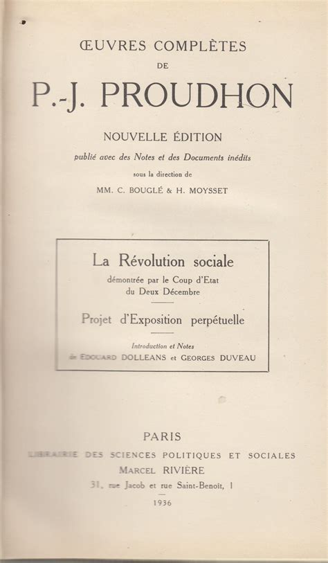 Oeuvres complètes Nouvelle édition La Révolution sociale démontrée