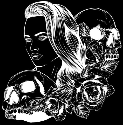 Premium Vector Outline Vector Skull In Black