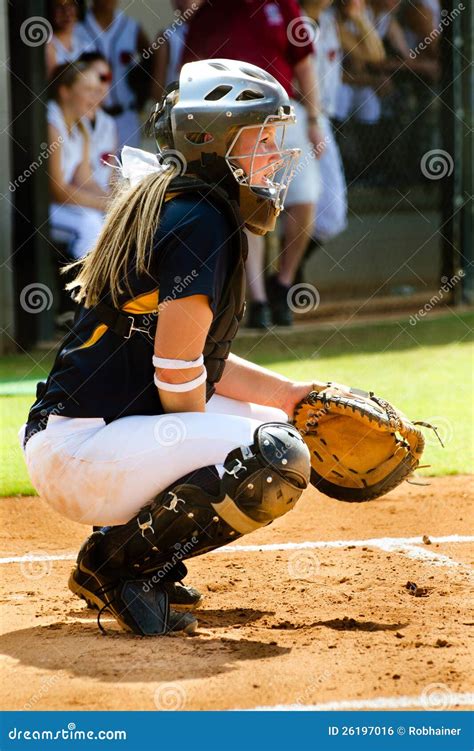 Teen Girl Playing Softball Stock Photo Image Of Fence 26197016