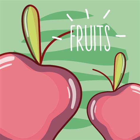 Manzanas Frutas Dibujos Animados Vector Premium