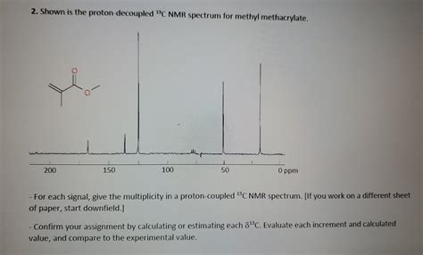 Solved 2 Shown Is The Proton Decoupled 13c Nmr Spectrum For