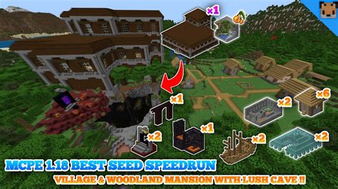 Minecraft Pe 118 Best Seeds Village And Woodland Mansion With Lush Cave Two Stronghold