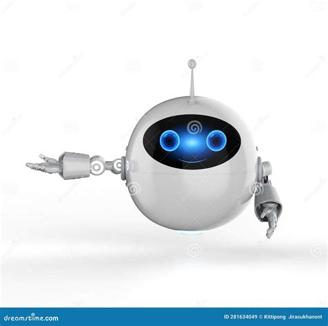 Cute Assistant Artificial Intelligence Robot No Leg Hand Extend Stock Illustration