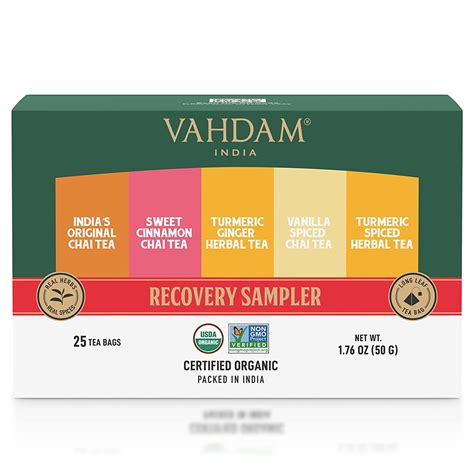 Vahdam Recovery Tea Sampler Flavors Tea Bags Each Tea