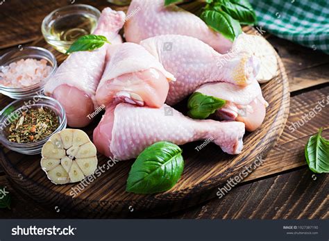 Uncooked Chicken Drumstick Over Royalty Free Licensable Stock