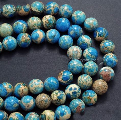 Sunny Beads Findings Supply E Blue Genuine Sea Sediment Jasper Round