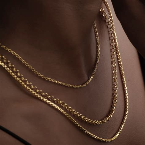 K Real Gold Chain Necklace For Women And Men Rollo Chain Etsy