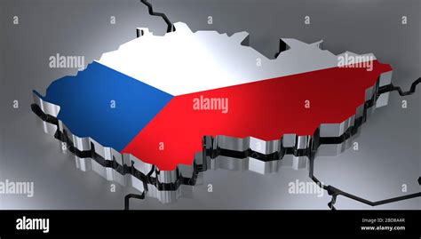 Czech Republic - country borders and flag - 3D illustration Stock Photo ...