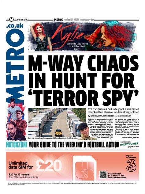 Metro Front Page 8th Of September 2023 Tomorrows Papers Today