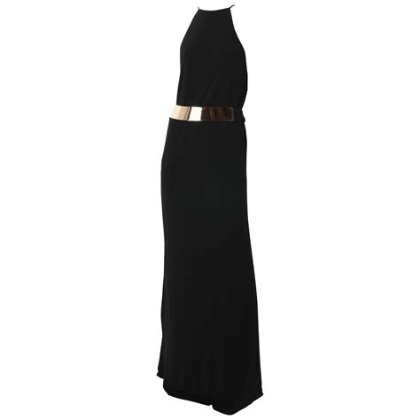 Tom Ford For Gucci Long Black Jersey Dress With Gold Belt 1996 At