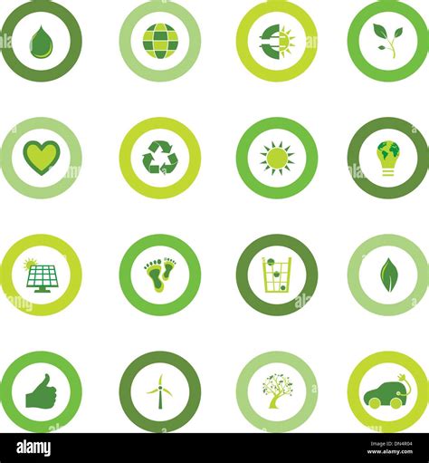 Set Of Round Icons Filled With Bio Eco Environmental Symbols Stock Vector Art And Illustration