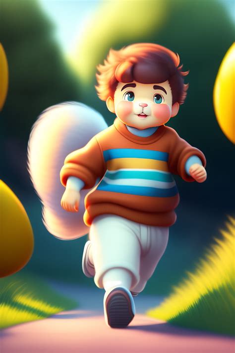 Lexica Boy In Pixar Style Running With A Cute And Adorable Cartoon