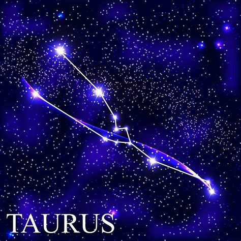 Taurus Zodiac Sign With Beautiful Bright Stars On The Background Of