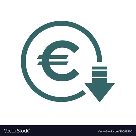 Cost Reduction Decrease Euro Icon Symbol Image Vector Image