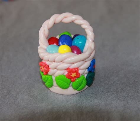 Polymer Clay Easter Basket Mini Nest And Eggs Kawaii Birds