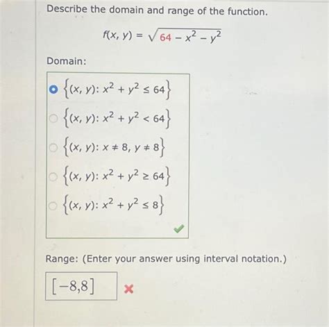 Solved Describe the domain and range of the function. | Chegg.com