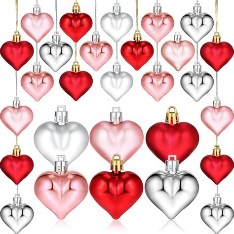 72 Pieces Valentines Day Heart Ornaments Colorful Heart