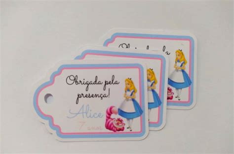 Tag Agradecimento Alice no País das Maravilhas no Elo7 Personalizados