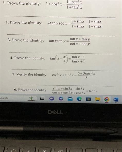 Solved Prove The Identity 1 Cos2x 1 Tan2x1 Sec2x 2 Prove Chegg