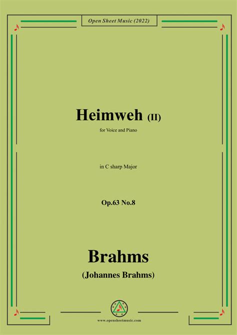 Brahms Heimweh Ii Op No In C Sharp Major By Johannes Brahms