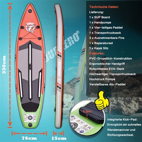 Stand Up Paddle Board Aufblasbare Sup Board Set 330x76x15cm Bis 150kg