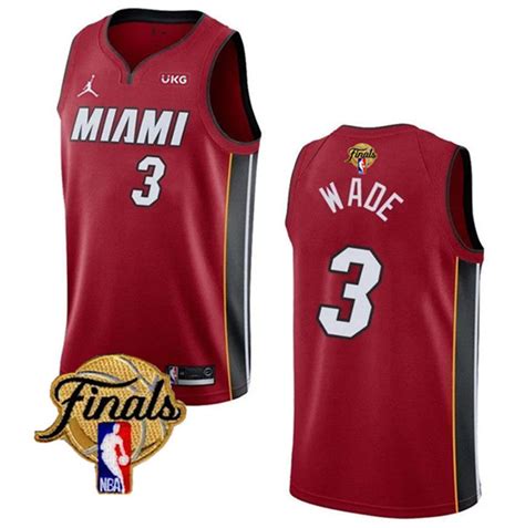 Heat Dwyane Wade Red Nba Finals Patch Swingman Jersey