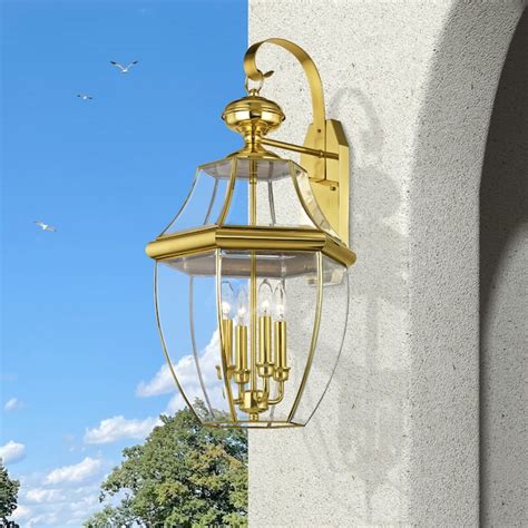 Livex Lighting Monterey 4 Light 29 In H Polished Brass Outdoor Wall Light In The Outdoor Wall