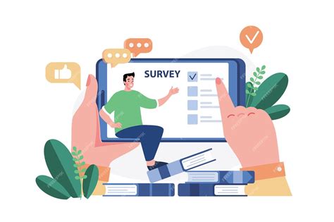 Premium Vector Man Answering Online Survey Illustration Concept