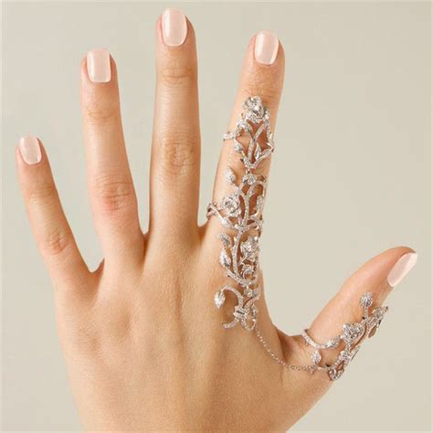 New Fashion 2020 Womens Double Finger Ring Thumb Ring Link Ring Joint Crystal Rhinestone