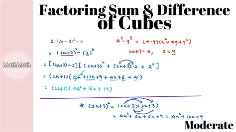 Polynomials How To Factoring Sum And Difference Of Cubes Moderate Level Youtube