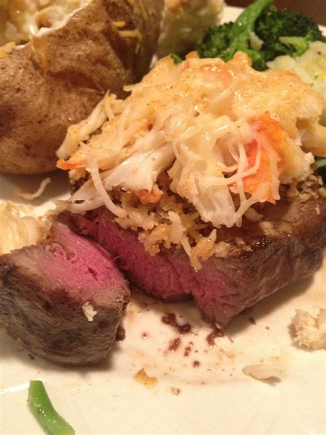 Parmesan Panko Crusted Beef Tenderloin Topped With King Crab Sear