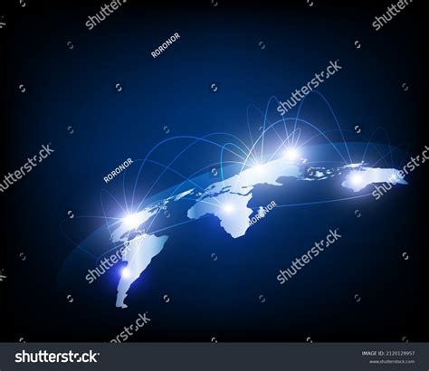 Global Network Connection World Map Illustration Stock Vector Royalty