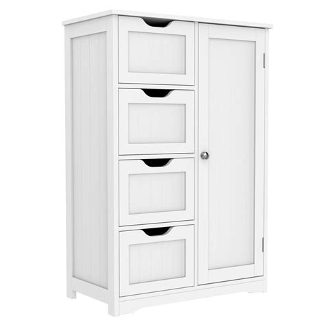 White Wood Freestanding Bathroom Storage Cabinet Unit Semis Online