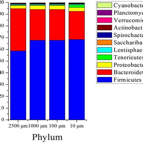 Phylum Level Composition Of Bacteria A Color Coded Bar Plot Shows The