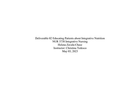Solution Deliverable 2 Educating Patients About Integrative Nutrition