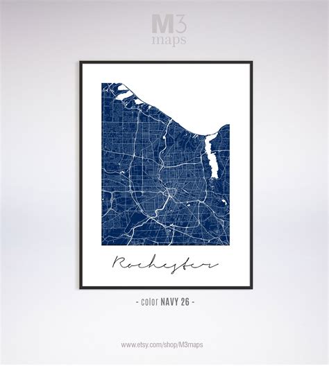 Rochester Minimalist Rochester Map Rochester Map Print Etsy