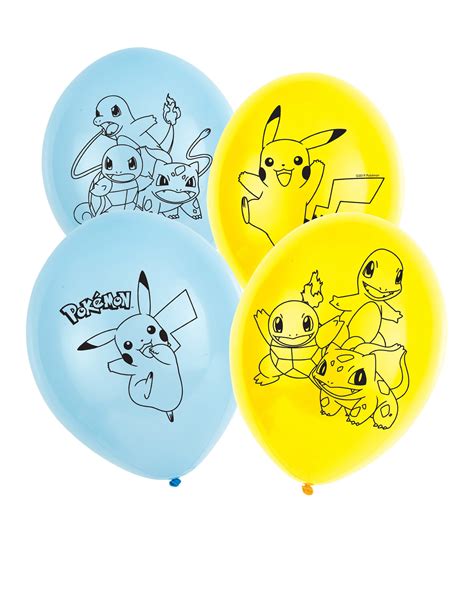 Pokemon Luftballons 6 Stück blau gelb 30 cm günstige Faschings